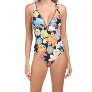 Profile by Gottex®‎ Rising Sun V-Neck Halter One Piece Swimsuit Size 12